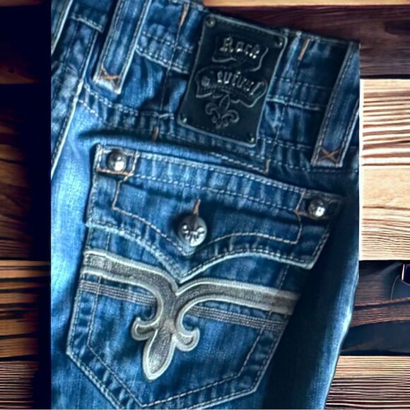 ROCK REVIVAL JEANS l Men’s Size 34 Straight l Dark wash l 5-pocket design l EUC - Picture 11 of 16